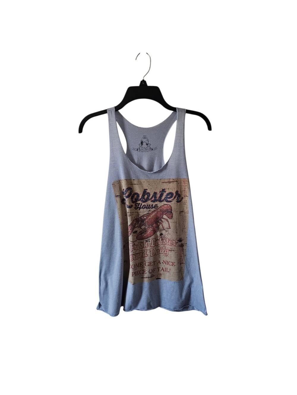 Bear Dance Blue Lobster House Graphic Racerback Tank Top Size M Coastal Retro